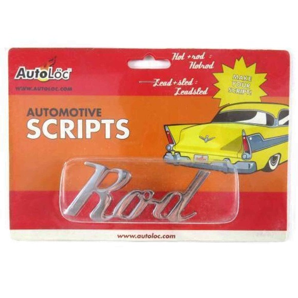 AutoLoc Other - AutoLoc Rod Script Emblem Universal Chrome Vintage Style BWSROD Hot Rod Custom